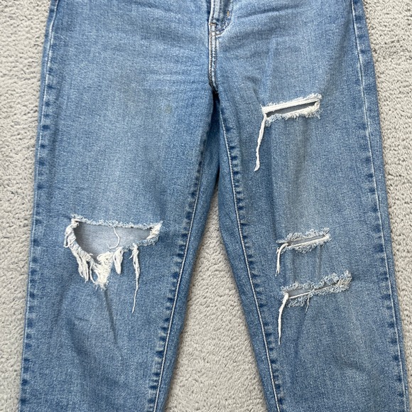 Levis Jeans Womens 27 Blue High Waisted Mom Jean Distressed Denim Straight Leg - Picture 2 of 10